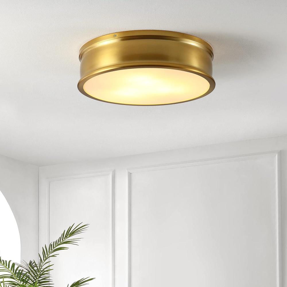 image:imageSAFAVIEH Lighting Collection Adria Brass Flush Mount LED Bulbs Included