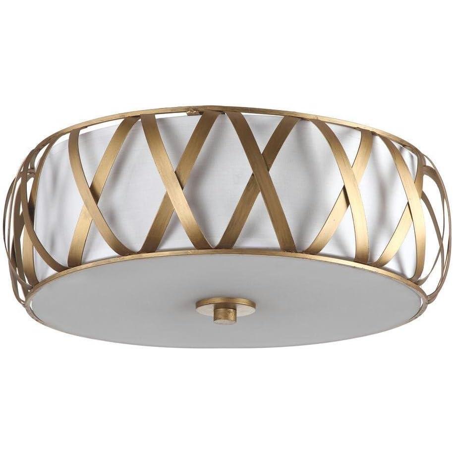 image:imageSAFAVIEH Lighting Collection Charing Modern Farmhouse Antique Gold 15inch Diameter Flush Mount Ceiling Light Fixture LED Bulbs IncludedGold