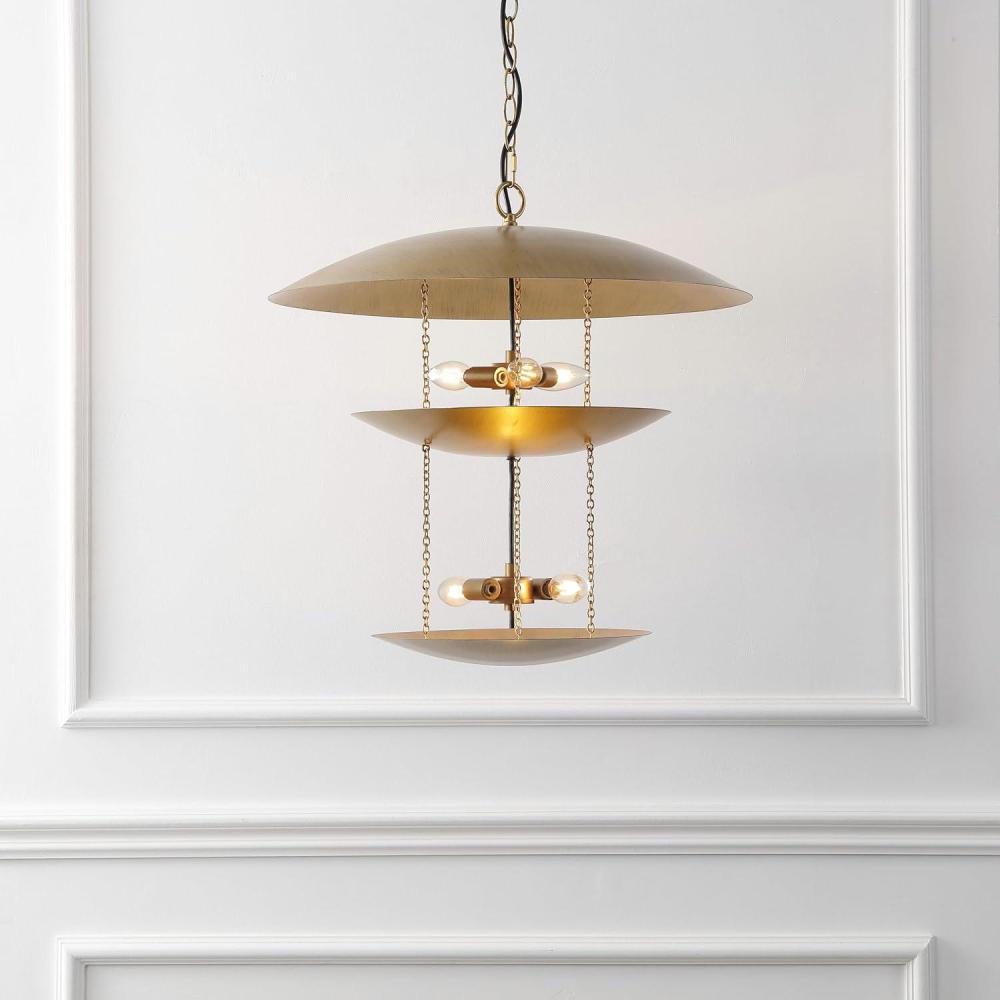 image:imageSAFAVIEH Lighting Collection Jules 5Light Antique Gold Metal Adjustable Pendant Hanging Light Fixture LED Bulb IncludedAntique Gold
