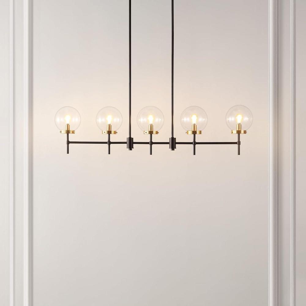 image:imageSAFAVIEH Lighting Collection Mylah OilRubbed Bronze 5Light Adjustable Pendant Chandelier Hanging Light Fixture Ideal for Dining Room Kitchen Island Entryway LED Bulbs Included