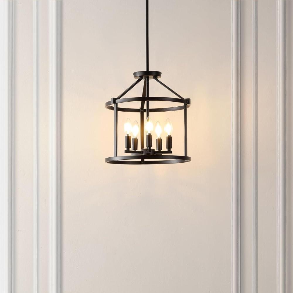 image:imageSAFAVIEH Lighting Collection Navassa Black 5Light Adjustable Pendant Chandelier Hanging Light Fixture Ideal for Dining Room Kitchen Island Entryway LED Bulbs Included