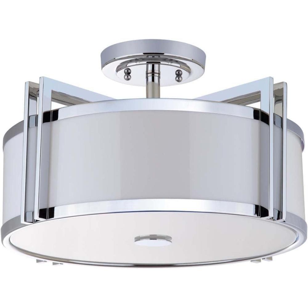 image:imageSAFAVIEH Lighting Collection Orb Chrome 17inch Diameter Semi Flush Mount Ceiling Light Fixture LED Bulbs IncludedChrome