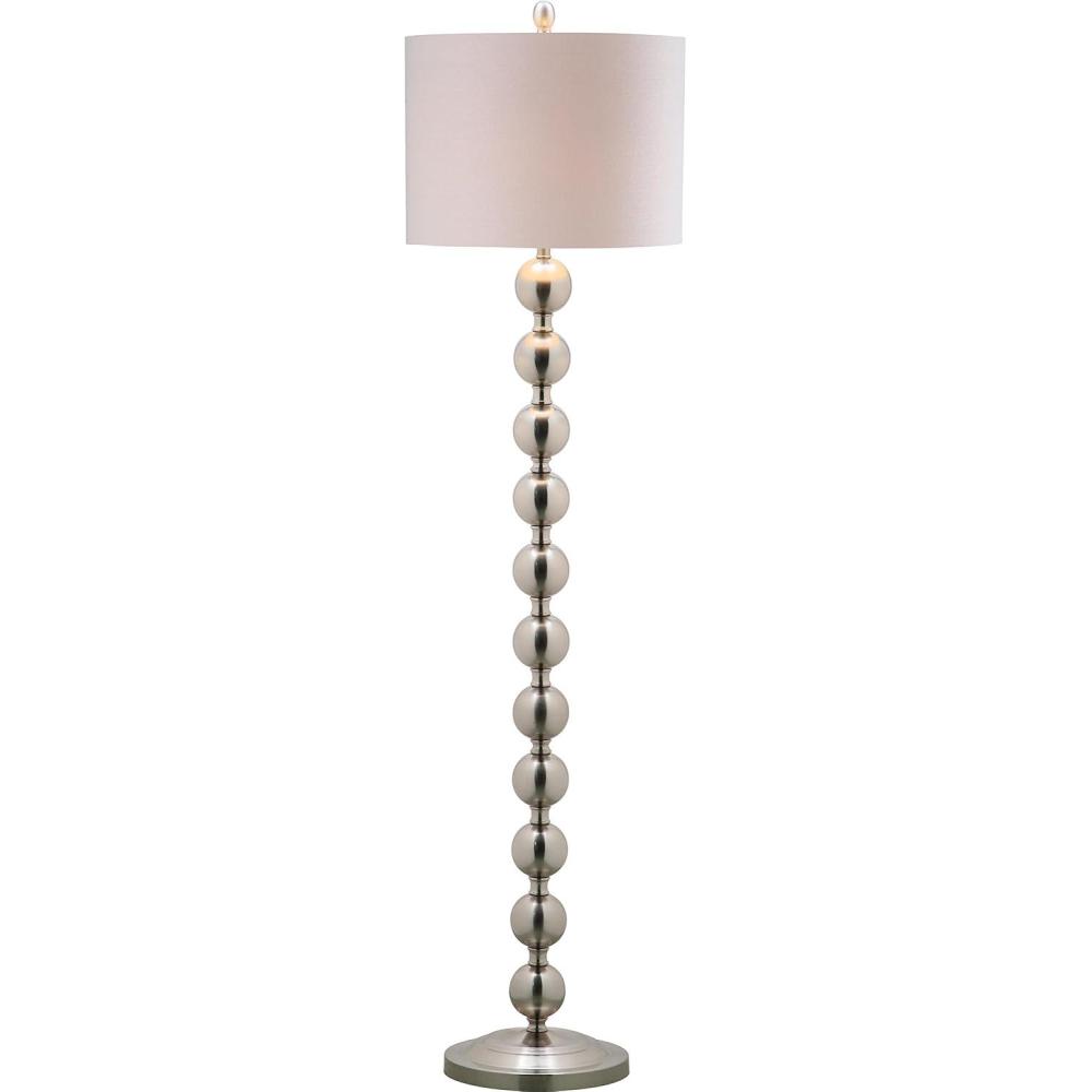 image:imageSAFAVIEH Lighting Collection Reflections Modern Farmhouse Stacked Ball Brass 59inch Living Room Bedroom Home Office Standing Floor Lamp LED Bulb IncludedSilver