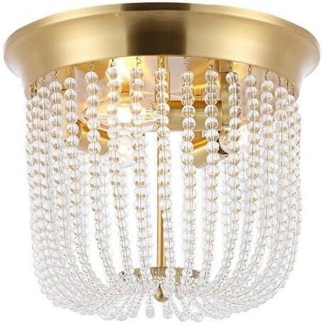 image:imageSAFAVIEH Lighting Collection Sarella Glam Gold Beaded Flush Mount LED Bulbs Included