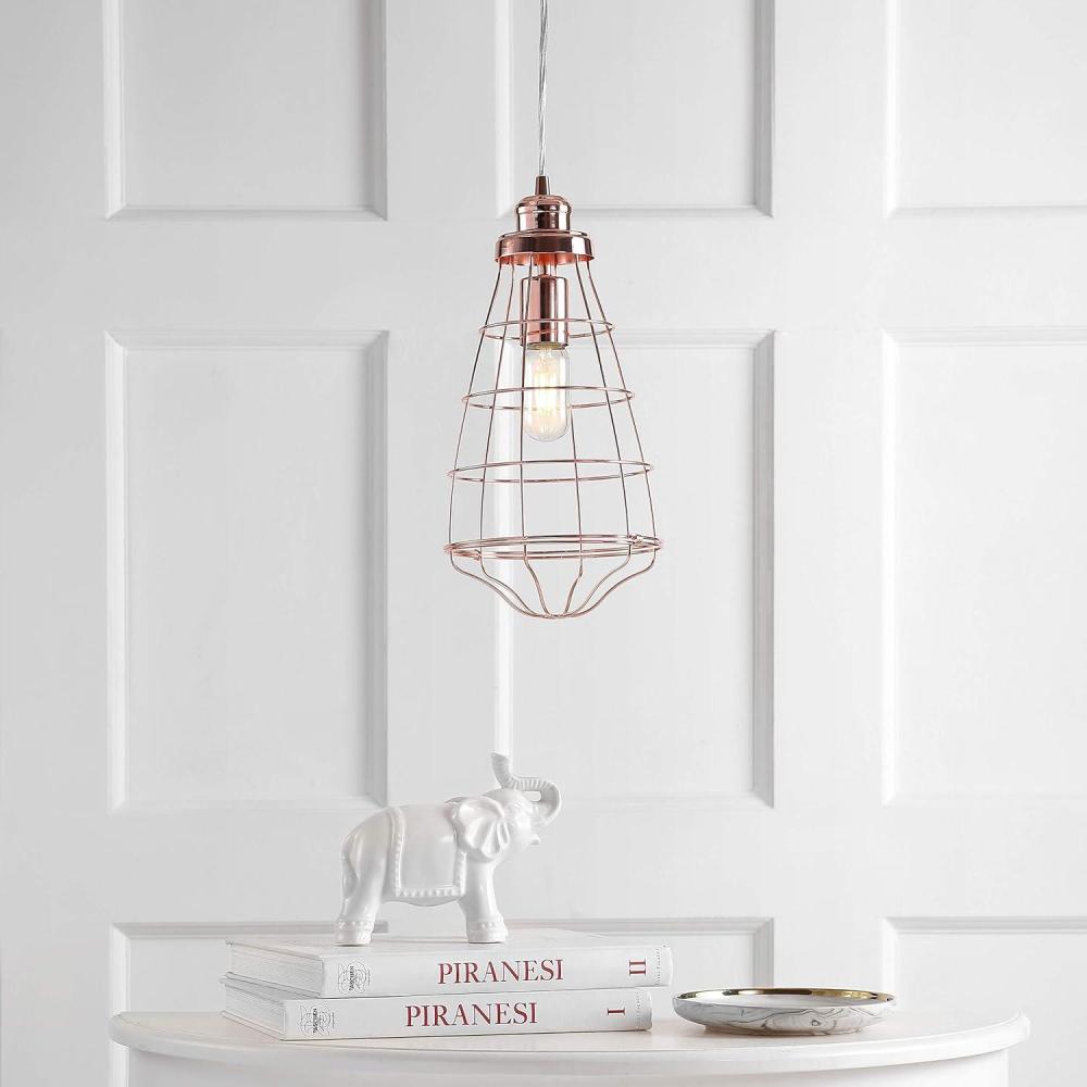 image:imageSAFAVIEH PND4037A Lighting Collection Henni Modern Industrial 888inch Rose Gold Pendant 168 H