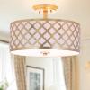 SAFAVIEH Collection Kora Quatrefoil 3 15″ Flush Mount Light(Gold)