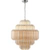 SAFAVIEH Couture Lighting Collection Adaline Art Deco Nickel/Clear Glass Tiered Hanging Adjustable Chandelier Light Fixture (LED Bulbs Included)
