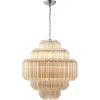 SAFAVIEH Couture Lighting Collection Adaline Art Deco Nickel/Clear Glass Tiered Hanging Adjustable Chandelier Light Fixture (LED Bulbs Included)