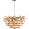 SAFAVIEH Couture Lighting Collection Raphaela Retro Gold/White Glass Globe Adjustable Chandelier (LED Bulbs Included)