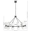 SAFAVIEH Couture Lighting Collection Traycee Mid-Century White/Black Metal 24-Light Round Hanging Adjustable Chandelier Light Fixture (LED Bulbs Included)