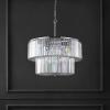 SAFAVIEH Couture Lighting Collection Viviann Art Deco Chrome/Clear Crystal 2-Tier Hanging Adjustable Chandelier Light Fixture (LED Bulbs Included)