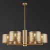 SAFAVIEH Couture Lighting Collection Zachaeus Industrial Gold Metal Mesh 6-Light Hanging Adjustable Chandelier Light Fixture (LED Bulbs Included)(Gold)