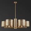 SAFAVIEH Couture Lighting Collection Zachaeus Industrial Gold Metal Mesh 6-Light Hanging Adjustable Chandelier Light Fixture (LED Bulbs Included)(Gold)