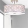 SAFAVIEH FLU4001C Collection Vera Chain-Link 3 15.5″ Chrome Mount Flush Light, 0(Silver)