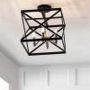 SAFAVIEH FLU4029A Matias Black and Nickel 4-Light (LED Bulbs Included) Flush Mount