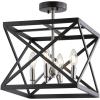 SAFAVIEH FLU4029A Matias Black and Nickel 4-Light (LED Bulbs Included) Flush Mount