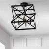 SAFAVIEH FLU4029A Matias Black and Nickel 4-Light (LED Bulbs Included) Flush Mount
