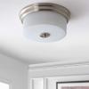 SAFAVIEH FLU4041A Dalen Brush Nickel and White 2-Light (LED Bulbs Included) Flush Mount