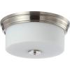 SAFAVIEH FLU4041A Dalen Brush Nickel and White 2-Light (LED Bulbs Included) Flush Mount