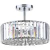 SAFAVIEH Lighting Collection Ariel Art Deco Modern Farmhouse Shabby Chic Chrome 14-inch Flush Mount Ceiling Light Fixture (LED Bulb Included)