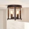 SAFAVIEH Lighting Collection Binsor Oil Rubbed Bronze 2-Light Kitchen Bathroom Dining Bedroom Foyer Hallway Flush Mount (LED Bulbs Included)