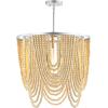 SAFAVIEH Lighting Collection Bressi Boho Coastal Silver/Natural 4-Light 21-inch Chandelier
