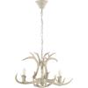 SAFAVIEH Lighting Collection Cenwyn Rustic Farmhouse Antique White Antler Chandelier