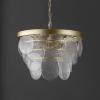 SAFAVIEH Lighting Collection Chrys Glass/Gold 3-Light Adjustable Hanging Adjustable Chandelier Light Fixture (LED Bulbs Included)