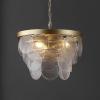 SAFAVIEH Lighting Collection Chrys Glass/Gold 3-Light Adjustable Hanging Adjustable Chandelier Light Fixture (LED Bulbs Included)