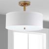 SAFAVIEH Lighting Collection Clara Gold 16-inch Diameter Semi Flush Mount Ceiling Light Fixture (LED Bulbs Included)(Gold)