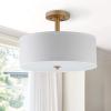 SAFAVIEH Lighting Collection Clara Gold 16-inch Diameter Semi Flush Mount Ceiling Light Fixture (LED Bulbs Included)(Gold)
