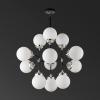 SAFAVIEH Lighting Collection Cullen Black/White Glass 31-inch Diameter Adjustable Hanging Chandelier Light Fixture (LED Bulbs Included)