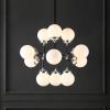 SAFAVIEH Lighting Collection Cullen Black/White Glass 31-inch Diameter Adjustable Hanging Chandelier Light Fixture (LED Bulbs Included)