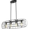 SAFAVIEH Lighting Collection Daxton Industrial Black Linear Cage 4-Light Hanging Adjustable Chandelier Light Fixture (LED Bulbs Included)