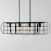SAFAVIEH Lighting Collection Daxton Industrial Black Linear Cage 4-Light Hanging Adjustable Chandelier Light Fixture (LED Bulbs Included)
