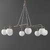 SAFAVIEH Lighting Collection Denneau Brushed Nickel/White 8-Light Hanging Adjustable Chandelier Light Fixture (LED Bulbs Included)