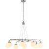 SAFAVIEH Lighting Collection Denneau Brushed Nickel/White 8-Light Hanging Adjustable Chandelier Light Fixture (LED Bulbs Included)