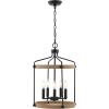 SAFAVIEH Lighting Collection Dwyer Black/Brown 5-Light Adjustable Pendant Chandelier Hanging Light Fixture, Ideal for Dining Room, Kitchen Island, Entryway (LED Bulbs Included)