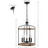 SAFAVIEH Lighting Collection Dwyer Black/Brown 5-Light Adjustable Pendant Chandelier Hanging Light Fixture, Ideal for Dining Room, Kitchen Island, Entryway (LED Bulbs Included)