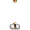 SAFAVIEH Lighting Collection Edge Smoke Grey/Brass Adjustable Pendant Hanging Light Fixture, Ideal for Dining Room, Kitchen Island, Entryway (LED Bulb Included)