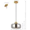 SAFAVIEH Lighting Collection Edge Smoke Grey/Brass Adjustable Pendant Hanging Light Fixture, Ideal for Dining Room, Kitchen Island, Entryway (LED Bulb Included)