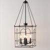 SAFAVIEH Lighting Collection Flatbush Black 4-Light Hanging Adjustable Chandelier Light Fixture (LED Bulbs Included)