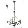 SAFAVIEH Lighting Collection Fraser Silver/Black 6-Light Round Wagon Wheel Hanging Adjustable Chandelier Light Fixture (LED Bulbs Included)