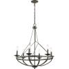 SAFAVIEH Lighting Collection Fraser Silver/Black 6-Light Round Wagon Wheel Hanging Adjustable Chandelier Light Fixture (LED Bulbs Included)