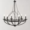 SAFAVIEH Lighting Collection Fraser Silver/Black 6-Light Round Wagon Wheel Hanging Adjustable Chandelier Light Fixture (LED Bulbs Included)