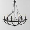 SAFAVIEH Lighting Collection Fraser Silver/Black 6-Light Round Wagon Wheel Hanging Adjustable Chandelier Light Fixture (LED Bulbs Included)