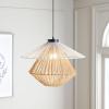 SAFAVIEH Lighting Collection Gaia Brown/White Raffia Adjustable Pendant Hanging Light Fixture, Ideal for Dining Room, Kitchen Island, Entryway (LED Bulb Included)
