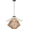 SAFAVIEH Lighting Collection Gaia Brown/White Raffia Adjustable Pendant Hanging Light Fixture, Ideal for Dining Room, Kitchen Island, Entryway (LED Bulb Included)