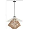 SAFAVIEH Lighting Collection Gaia Brown/White Raffia Adjustable Pendant Hanging Light Fixture, Ideal for Dining Room, Kitchen Island, Entryway (LED Bulb Included)