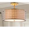 SAFAVIEH Lighting Collection Giotta Farmhouse Antique Gold 16-inch Diameter Semi Flush Mount Ceiling Light Fixture (LED Bulbs Included)(Antique Gold)